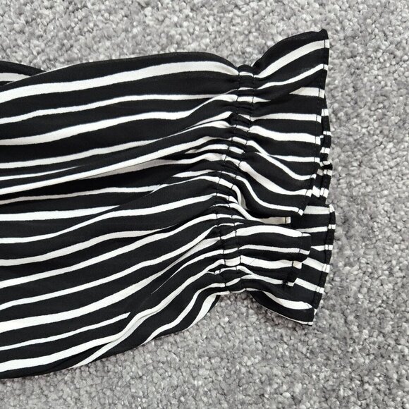 Ann Taylor Factory NWT Black Mixed Media Top Striped Sleeves Office Preppy - Picture 5 of 8